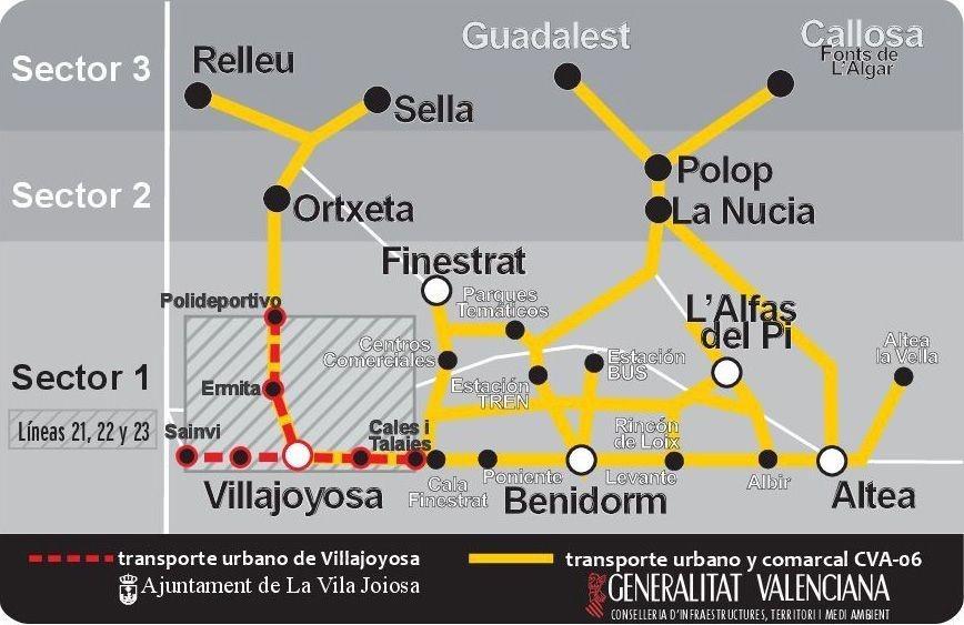 Benidorm local bus map