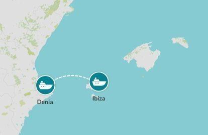 Ferry Denia to Ibiza map