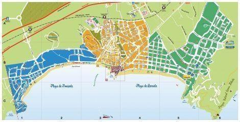 Different areas of Benidorm, Map