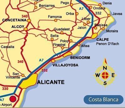 Costa Blanca North, map