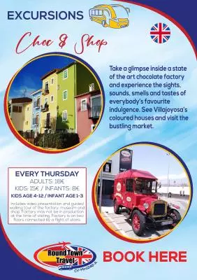Excursion to Villajoyosa and the Valor chocolate factory, every Thursday, all year.