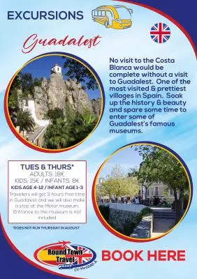 Excursion to Guadalest, every Tuesday & Thursday.  Only Tuesday during August.