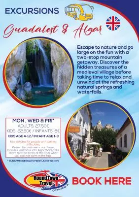 Excursion to the villge of Guadalest & the Algar waterfalls.  Runs all year every Monday & Friday and Wednesdays from June to November.