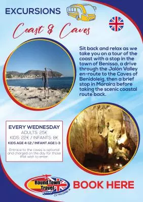 Excursion to Benissa, the caves of Benidoleig and Moraira, every Wednesday, all year.