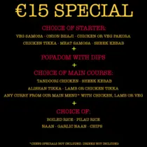 €15 special now available at the Curry House